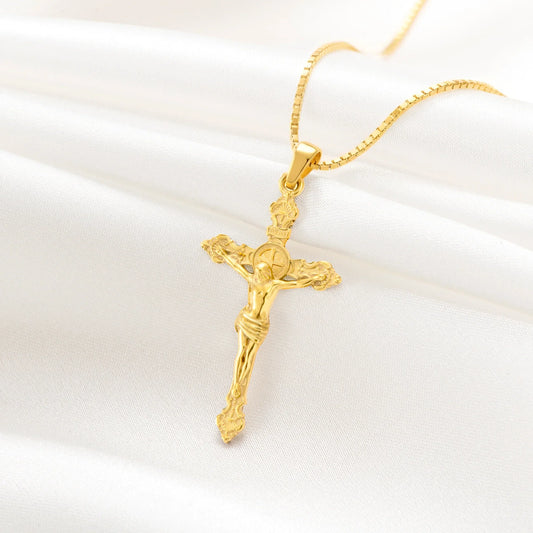 Catholight St. Benedict Crucifix Necklace in Gold Vermeil