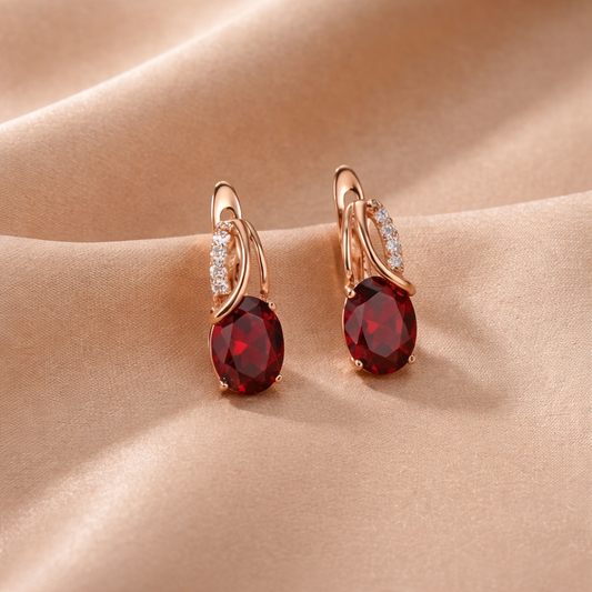 Crimson Twilight Drop Earrings | Gold