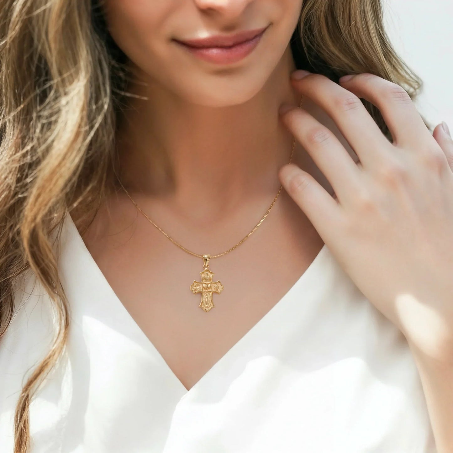 Catholight Four-Way Cross Necklace in Gold Vermeil