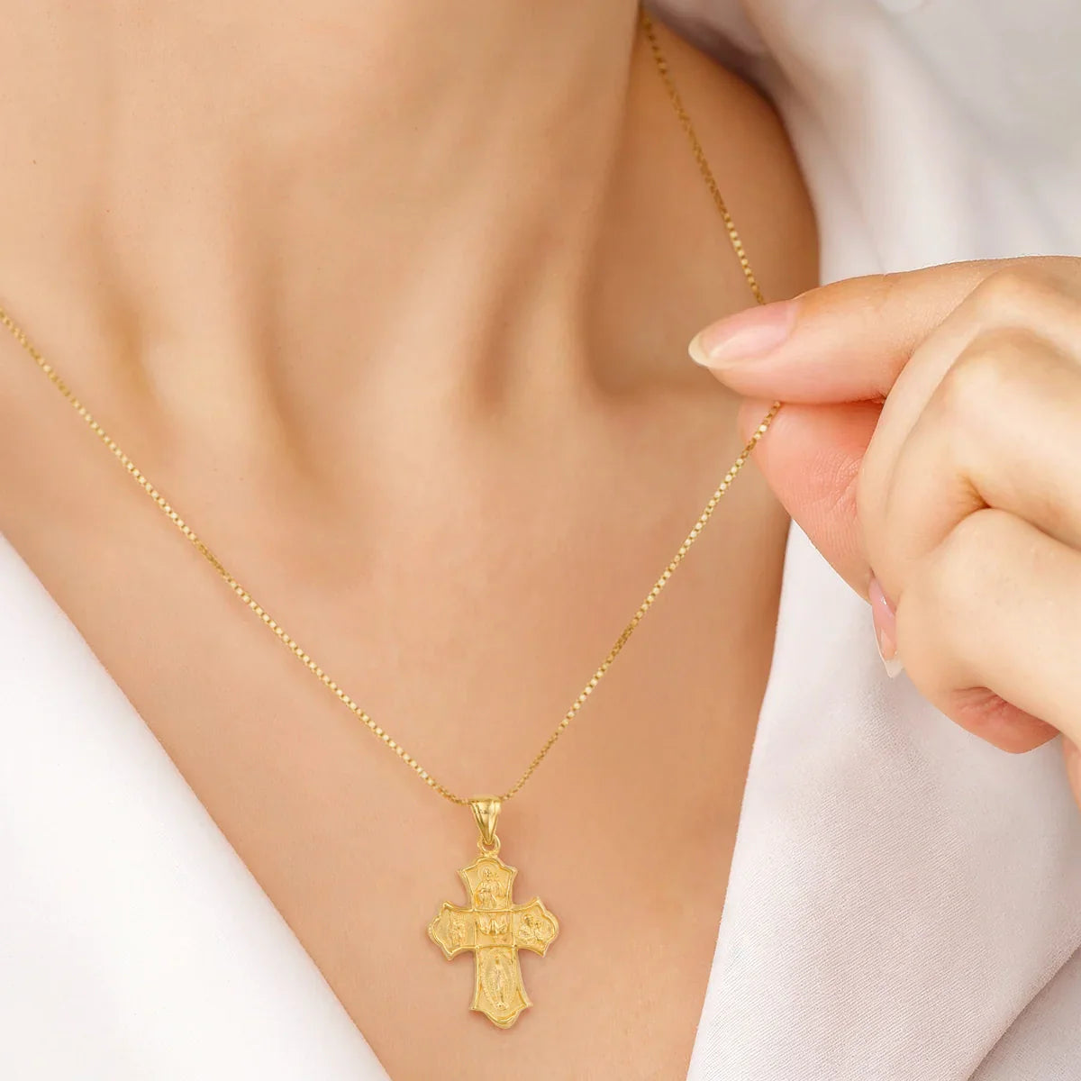 Catholight Four-Way Cross Necklace in Gold Vermeil