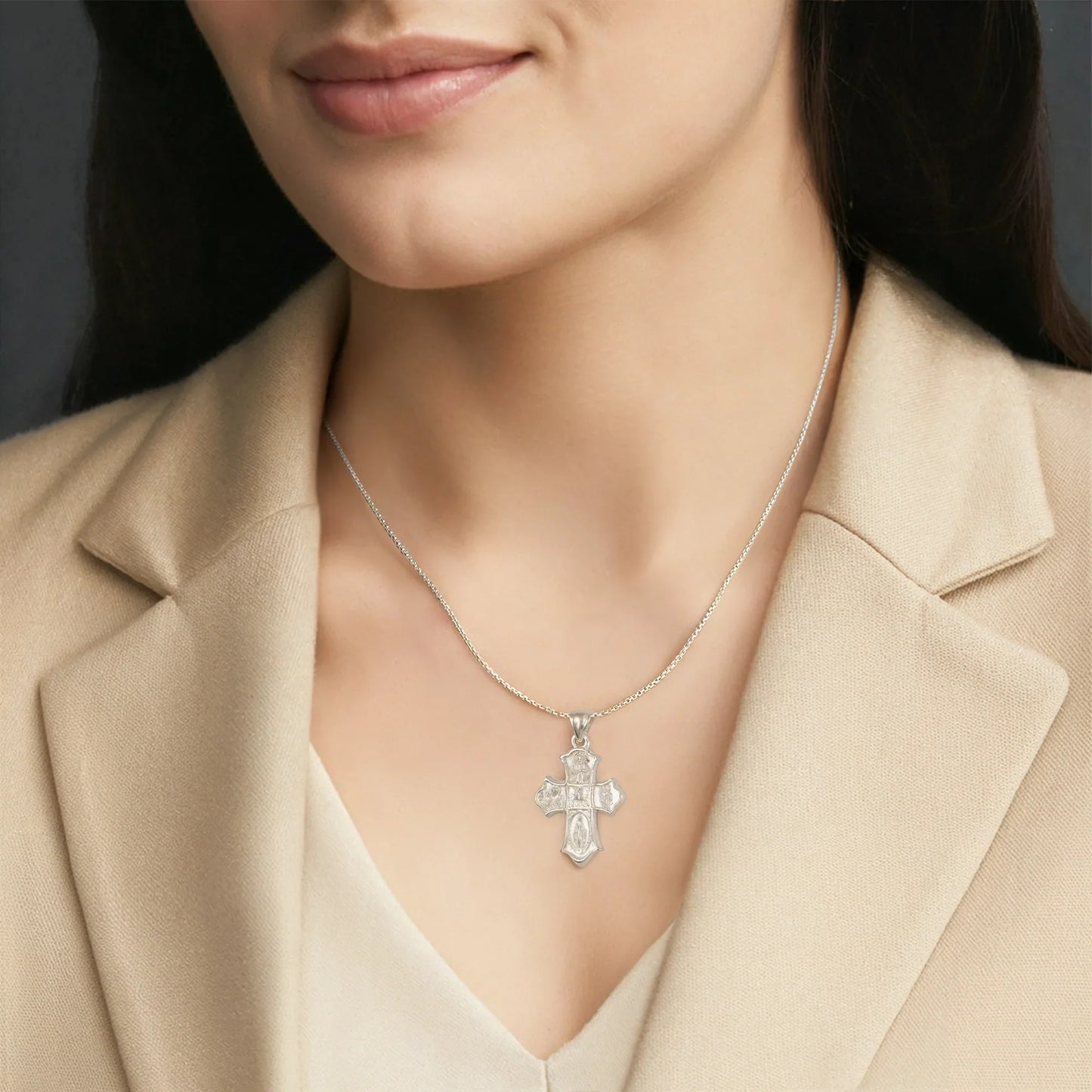 Catholight Four-Way Cross Necklace in Sterling Silver