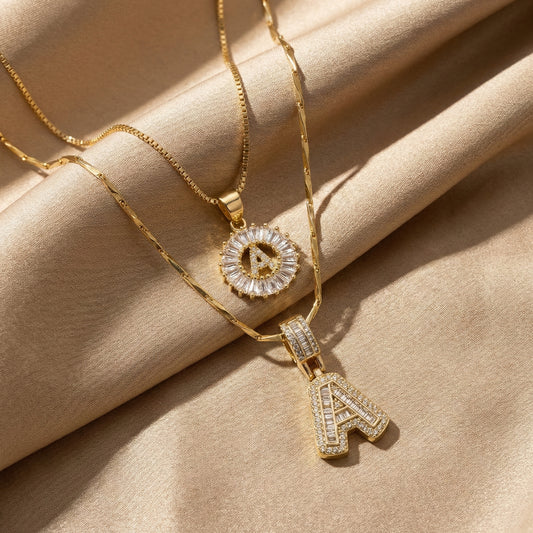 Initial Letter Necklace Set | Timeless Elegance