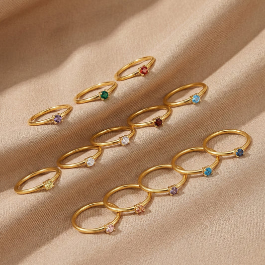Birthstone 18K Gold Rings