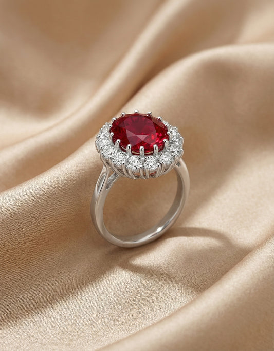 Scarlet Crown Ruby Ring | White Gold