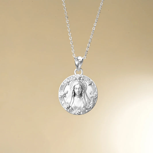 Catholight Blessed Virgin Mary Necklace in Sterling Silver