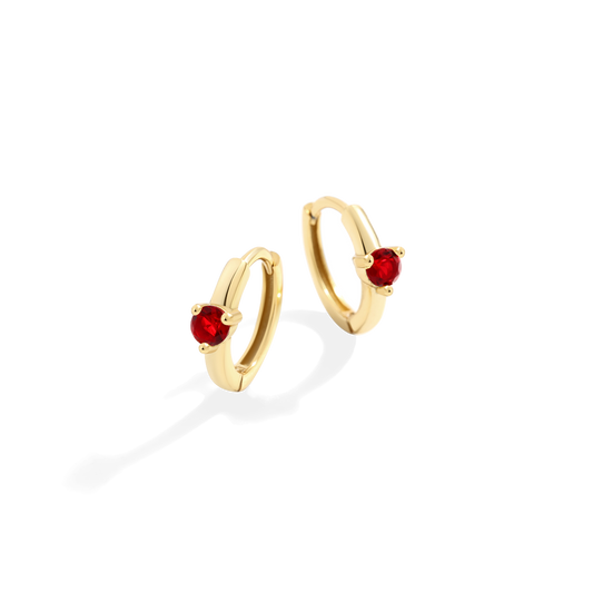 Solitaire Birthstone Huggie Hoop Earrings