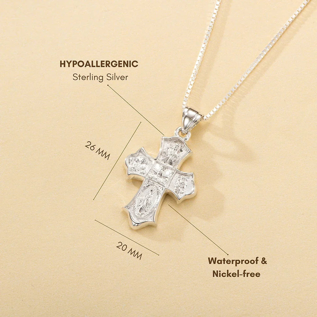 Catholight Four-Way Cross Necklace in Sterling Silver