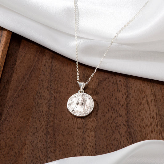 Catholight Blessed Virgin Mary Necklace in Sterling Silver