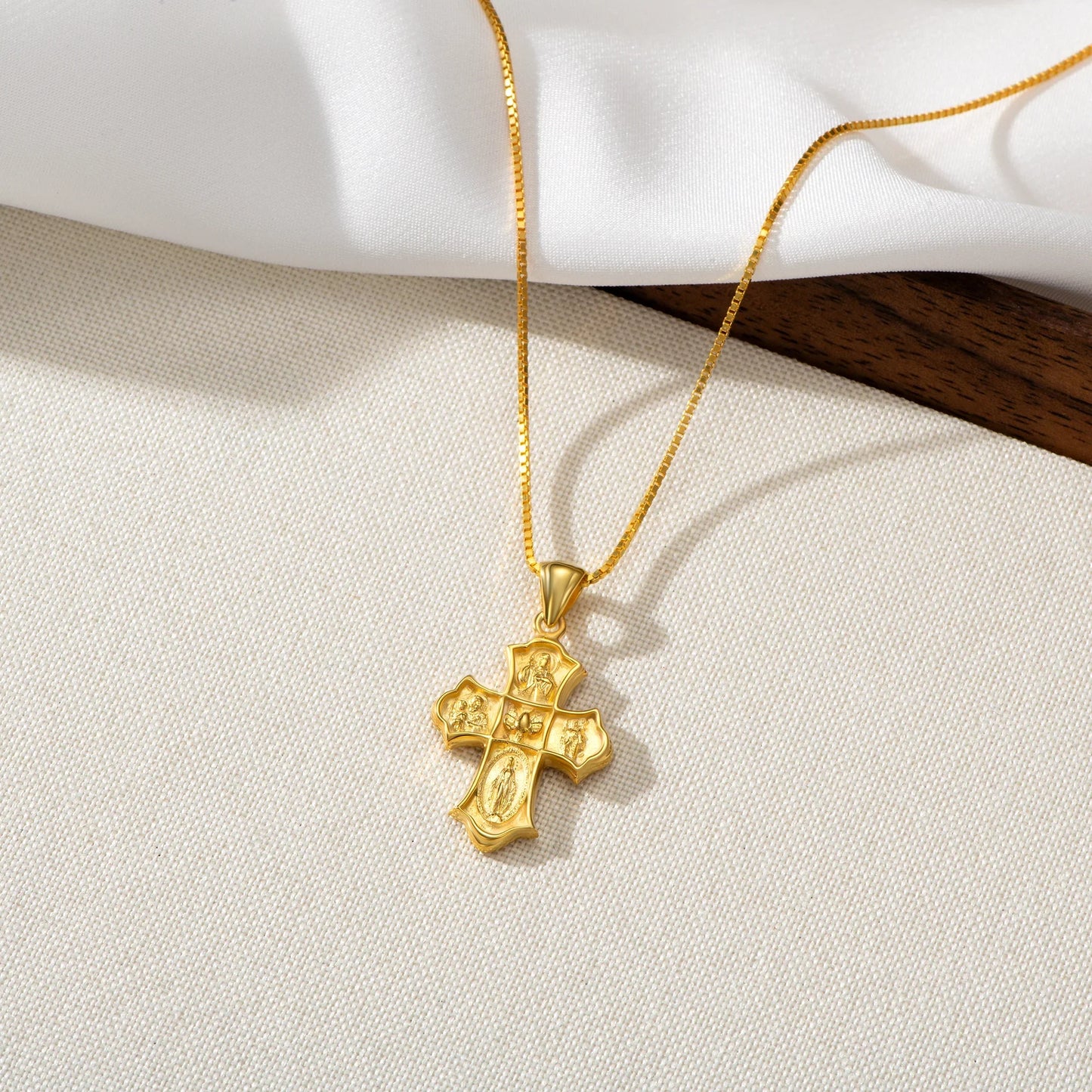 Catholight Four-Way Cross Necklace in Gold Vermeil