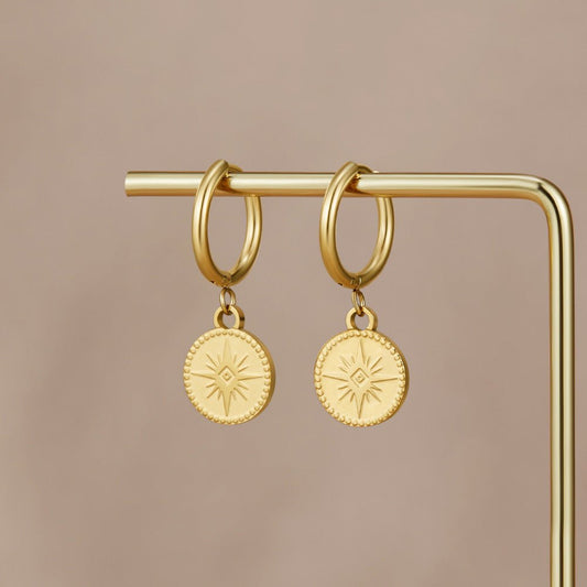 Celestial Gold Coin Earrings