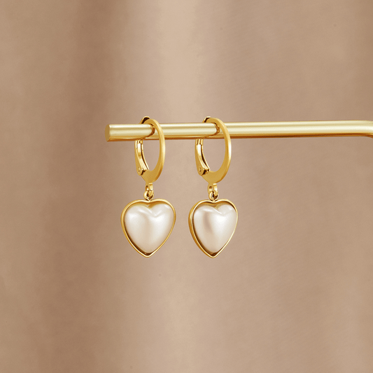 'Pure Heart' Pearl Hoop Earrings