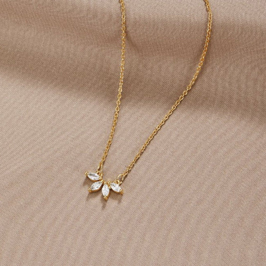 Tiffany Crystal Leaf Pendant Necklace
