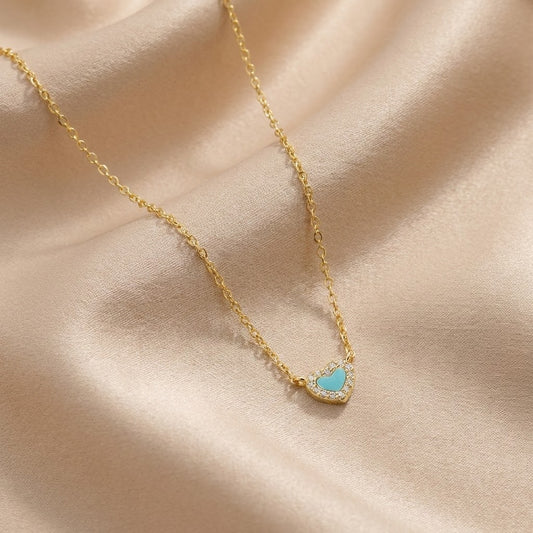 Tiny Turquoise Heart Choker