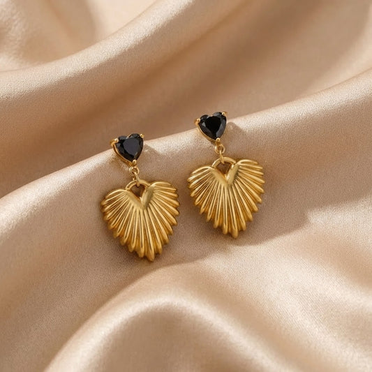 Hera Gold Heart Drop Earrings