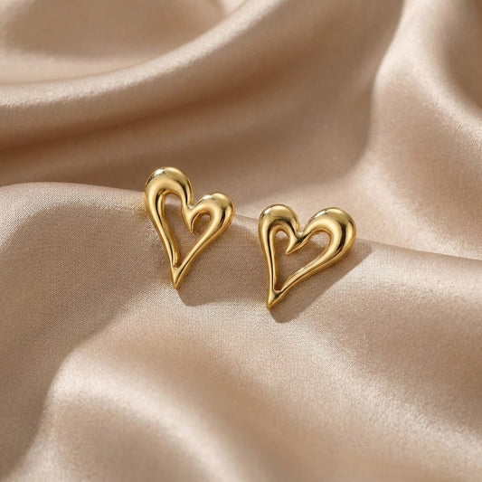 Celine Gold Heart Stud Earrings