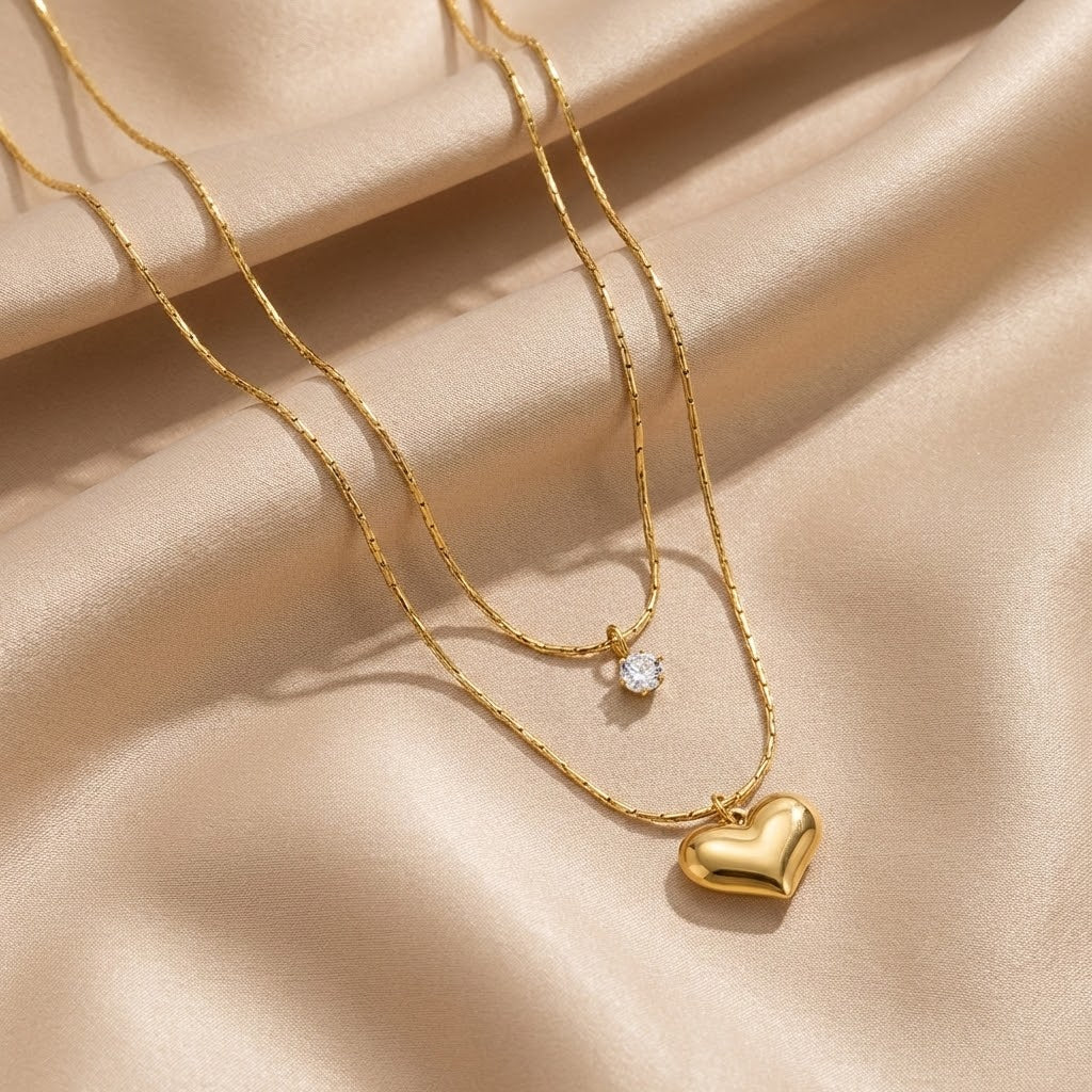 Amari Layered Heart Pendant Necklace