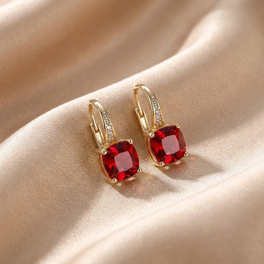 Mystic Sapphire Stone Hoop Earrings | Gold