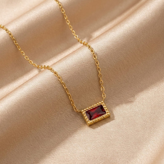 Baguette Birthstone Necklace
