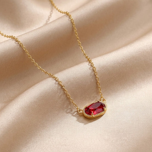 Classic Oval Ruby Necklace | Gold